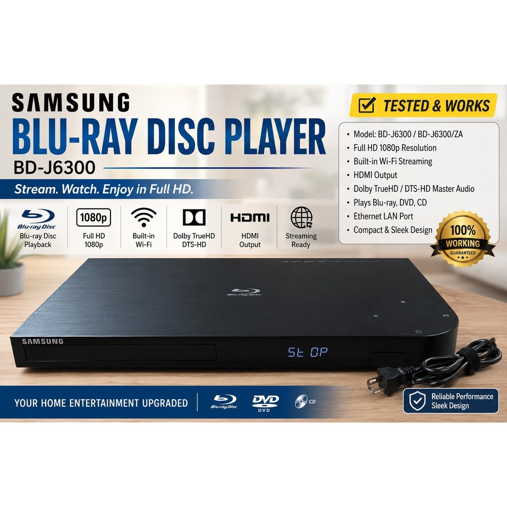 Samsung BD-J6300 3D Wi-Fi 4K Upscaling Blu-ray Disc Player Black BD-J6300/ZA